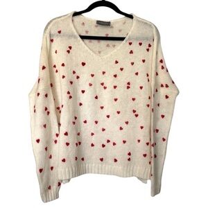 Wooden Ships Mini Heart Sweater Cream & Red